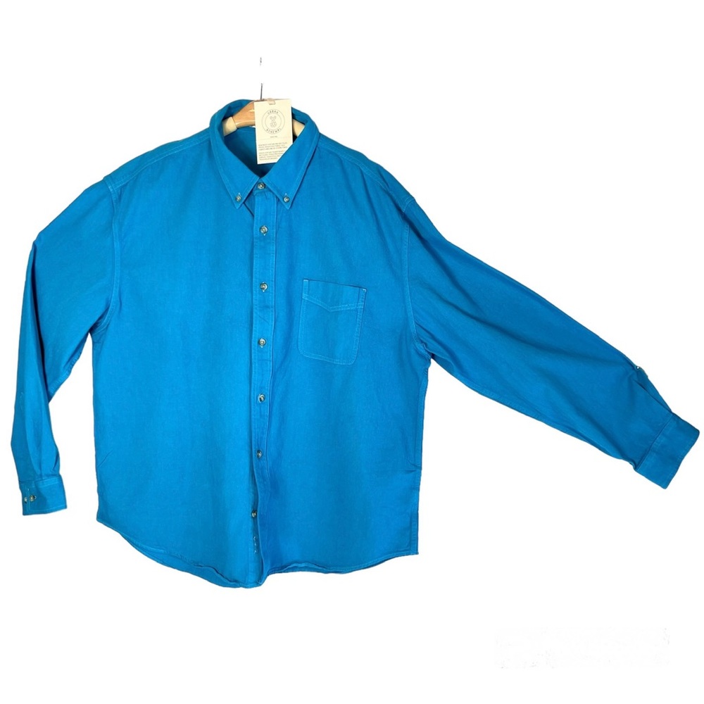 Urban Outfitters/Renewal Button Down Shirt Men’s XXL Aqua Blue Long Sleeve